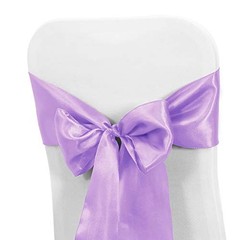PCS Satin Chair Sashes Bows for Wedding Reception- Universal Chair 50 Lavender