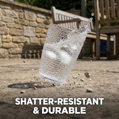 Clear Acrylic Drinking Glasses Set of 6, Plastic Cups Reusable, Unbreakable