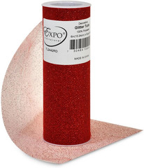 Decorative Glitter Tulle, Roll/Spool of 6” X 10 Yards, Lightweight Polyester Tul