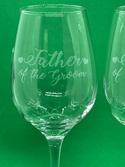 Father Mother of the Groom Wine Glasses Set of 2 Large 9″ Etched Wedding