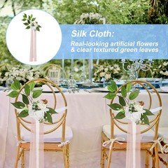 10Pcs Wedding Aisle Decorations Pew Flowers Chair Decor Artificial Flowers White