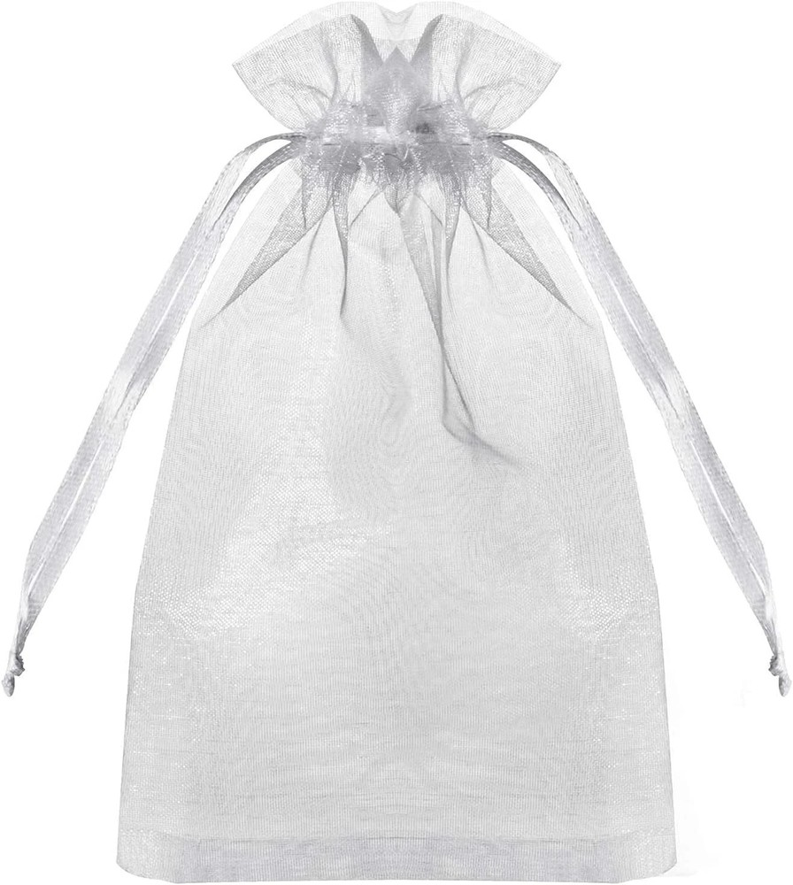 100PCS Premium Sheer Organza Bags, White Wedding Favor Bags with Drawstring, 4×6