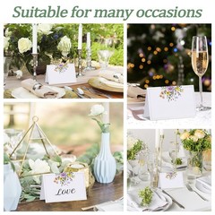 60 Floral Wildflower Place Cards for Weddings, Parties, and Events – 4.33×3.54″