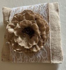 Small Burlap Pillow With Flower – Decor, Wedding, Country, Rustic, Ring Bearer