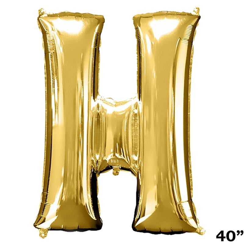 40″ GOLD Letter H Mylar Foil Balloon 1 pc Party BackDrop Decorations Supply