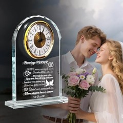 Wedding Gifts for Couples 2025 – Elegant Crystal Clock with Inspiring Quote,