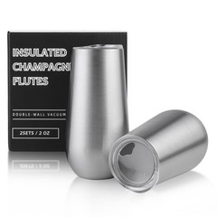 Sivaphe 2Pack Stemless Champagne Flutes Set 2 Count (Pack of 1), 2pack-Sliver