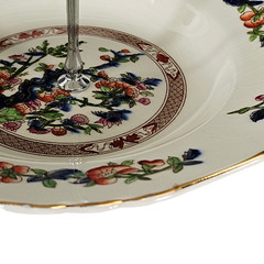 Vintage Indian Tree Cake Plate Stand Tower Cream Red England 1960’s