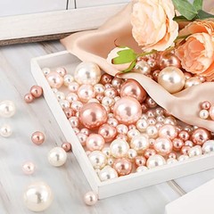 200 Pearl Beads for Vase Filler Centerpieces – Nude, Light Brown, White