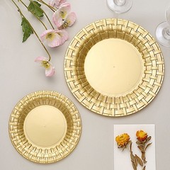 10 pcs Plastic GOLD with Basketweave 10″ PLATES Disposable Party Wedding SALE