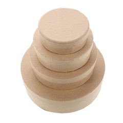 4pcs Round Kraft Paper Box Crafts Paper Containers with Lids Empty Nesting