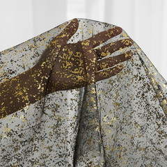 Glitter Tulle Fabric, Black Gold Glitter Metallic Foil Sheer Netting Sparkly Fab