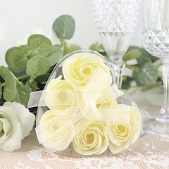 Balsa Circle 24 Ivory Scented Rose Soap Favors Gift Boxes Ribbons 1.5″,