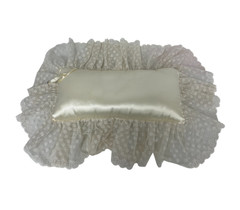 Vintage Cream Satin Lace Flower Rectangular Wedding Ring Bearer Pillow Polyester