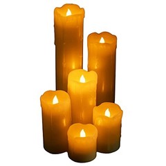 LED Flickering Flameless Melting Ivory Timer Candles, Set of 6 Faux Dripping