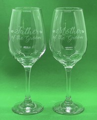 Father Mother of the Groom Wine Glasses Set of 2 Large 9″ Etched Wedding
