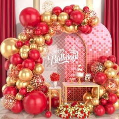 Red and Gold Balloon Arch Kit, 100Pcs Gold Red Balloon Garland Kit Red Gold