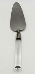 Vtg. Pie Cake Slicer Server Acrylic Lucite Handle With Sterling Silver Band