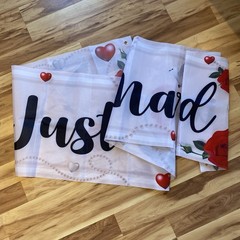 Just Married Banner Outdoor Indoor Wedding Decoration 9’10» x 20″ Fence Table