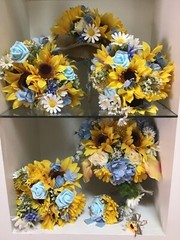 Wedding flowers bridal bouquets decoration sunflowers blue