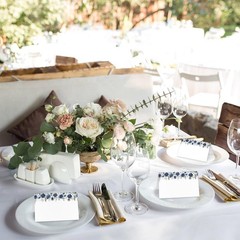 Blue Flower Place Cards Seating Name Banquet Wedding Dinner 25 PCS Set