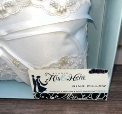 Studio His and Hers Wedding Ring Pillow 456434 White Nwt 7 x 7 x 3 Hobby Lobby