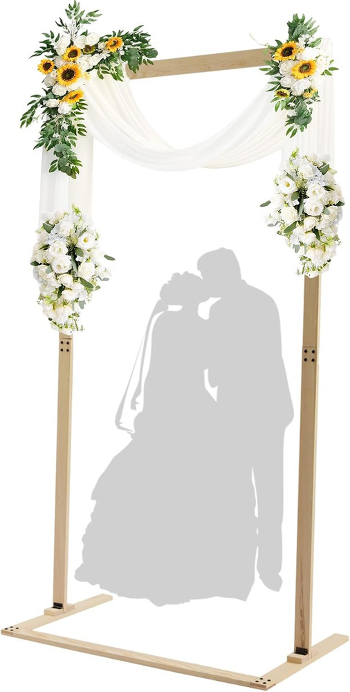 7Ft Square Wedding Arch Backdrop Stand, Wooden Wedding Arch Garden Arbor, Weddin