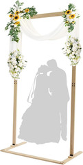 7Ft Square Wedding Arch Backdrop Stand, Wooden Wedding Arch Garden Arbor, Weddin