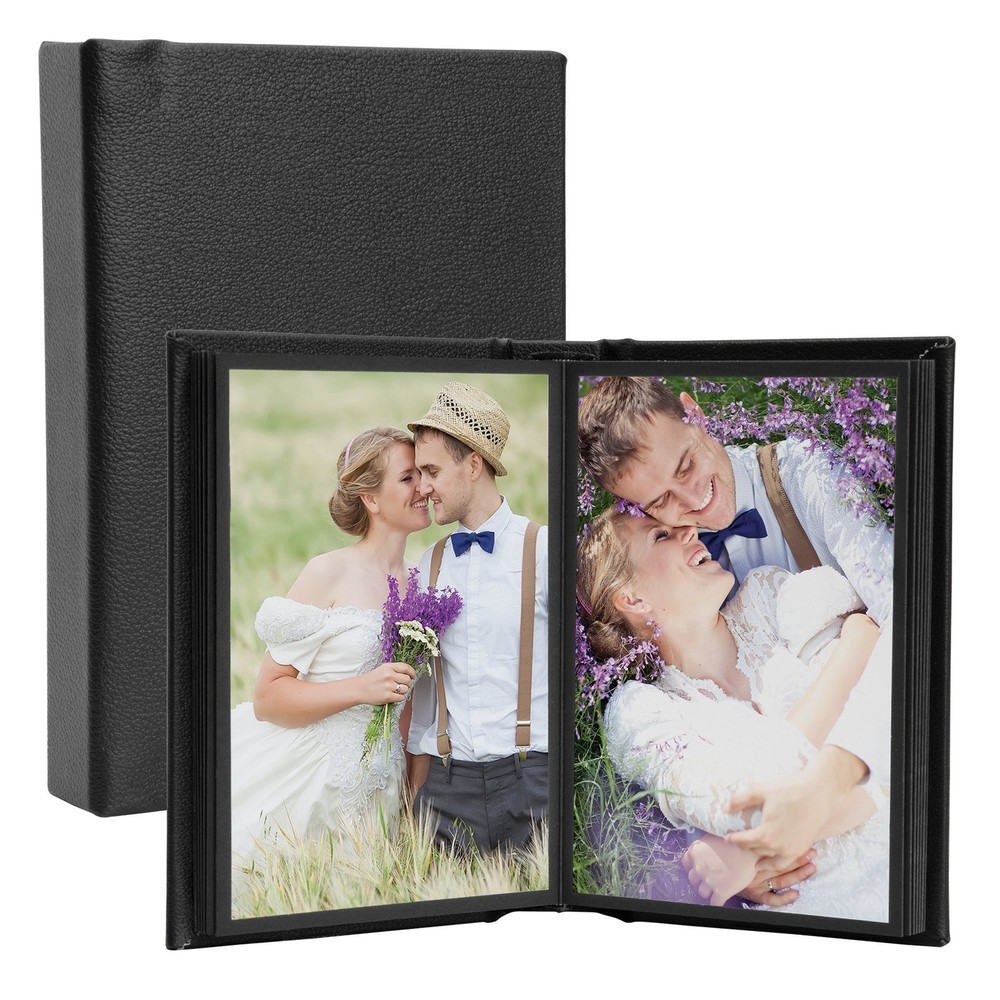 Neil Enterprises 4×6 Black Leather Self-Stick Photo Album – Holds 20 photos