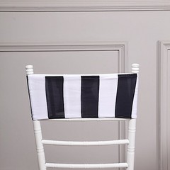 5 Black White 5″ x 14″ Striped Spandex Fitted Chair Sashes Party Decorations