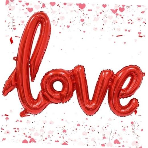 Large LOVE Foil Balloons Banner,42 Inch Mylar Foil Letters Balloons Red