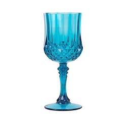 OCEAN BLUE 6 Plastic 8 oz Crystal Cut Goblets WINE GLASSES Party Events