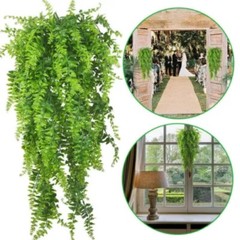 4Pcs Artificial Hanging Fern Plants FakeTrailing Foliage Flower Leaf Home Decor