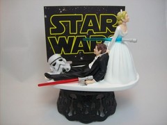 Funny Star Wars Darth Theme Cake Topper Reception Wedding Day Bride Groom Gamer