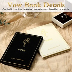 Engrowtic Set of 2 Wedding Vow Books His and Hers Vows on Our Black, White