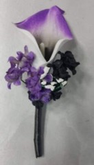 Purple Black White Calla Lily Bridal Wedding Bouquet Accessories
