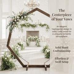 7ft Rustic Wedding Arch Wooden Heptagon with Simple Assembly Instructions