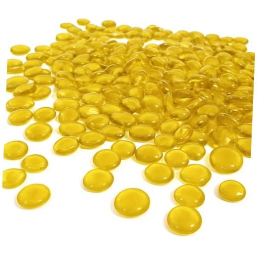 Flat Glass Marbles Yellow – 1 lb (100 pcs, 17–20 mm) Decorative Yellow_Color