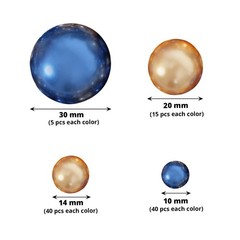 200 Assorted NAVY BLUE GOLD Faux PEARL BEADS Vase Fillers DIY Crafts Party Event