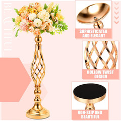 Elegant Gold Metal Flower Stand Set – 20 Pcs Wedding Centerpieces & Candle Holde