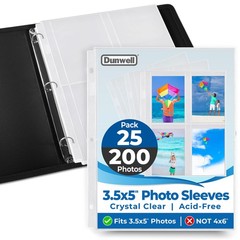 Dunwell 3.5×5 Photo Sleeves for 3-Ring Binder (3.5×5 Size Only), 25 Pack Album R