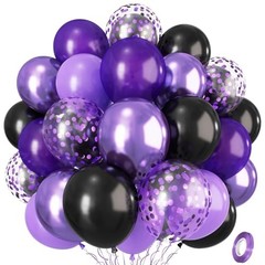 Balloons, 12 Inch Dark Purple Light Balloons with Metallic Purple Purple Black