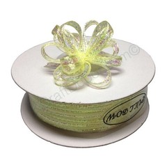 1/8″ 50 Yards Organza Iridescent Center with String Pull Ribbon Bow LIME