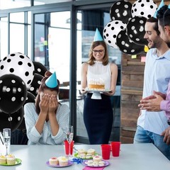 wrovitik 50 Pcs Latex Balloons, 12 Inch Black and White 12 inch, Black,