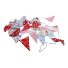 33 Ft Vintage Flower Fabric Bunting Banner 36 Triangle Flag for Party Decor