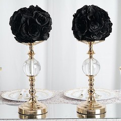 2 BLACK 7″ Silk Roses Flowers Kissing Balls Wedding Party Events Centerpieces
