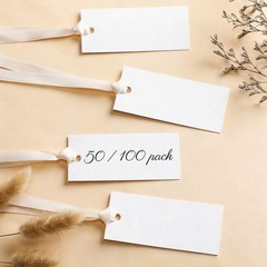 100 PCS Name Place Cards Table Setting Satin Ribbon 1.57×3.54 Inch Beige Gift