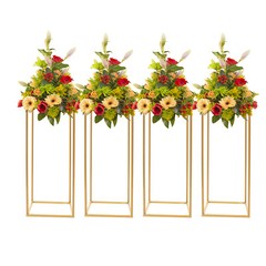 4Pcs Gold Metal Column Flower Stands Centerpiece Holder Rack Party/Wedding Decor