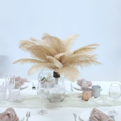 12 pcs 13-15″ long Beige Genuine Ostrich FEATHERS Wedding Party Centerpieces