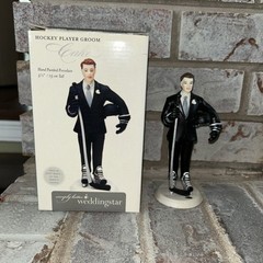 Hockey Player Groom Porcelain Wedding Cake Topper by Weddingstar